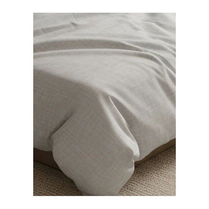 Parure de lit King Size - 1 housse de couette 240 x 220 cm + 2 taies d'oreiller 60 x 60 cm - 100% coton renforcé - Beige