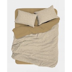 Parure de lit King Size - 1 housse de couette 240 x 220 cm + 2 taies d'oreiller 60 x 60 cm - 100% coton renforcé - Moutarde