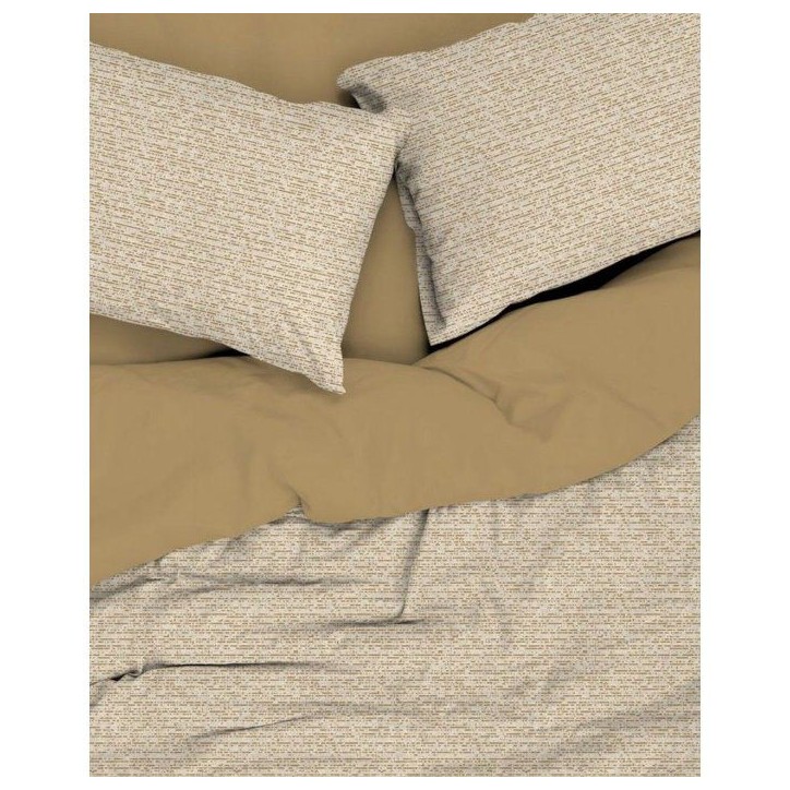 Parure de lit King Size - 1 housse de couette 240 x 220 cm + 2 taies d'oreiller 60 x 60 cm - 100% coton renforcé - Moutarde
