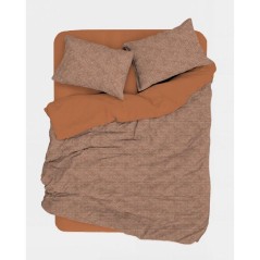 Parure de lit King Size - 1 housse de couette 240 x 220 cm + 2 taies d'oreiller 60 x 60 cm - 100% coton renforcé - Caramel