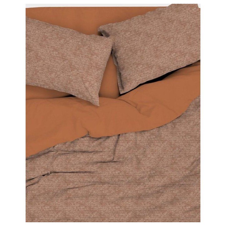 Parure de lit King Size - 1 housse de couette 240 x 220 cm + 2 taies d'oreiller 60 x 60 cm - 100% coton renforcé - Caramel