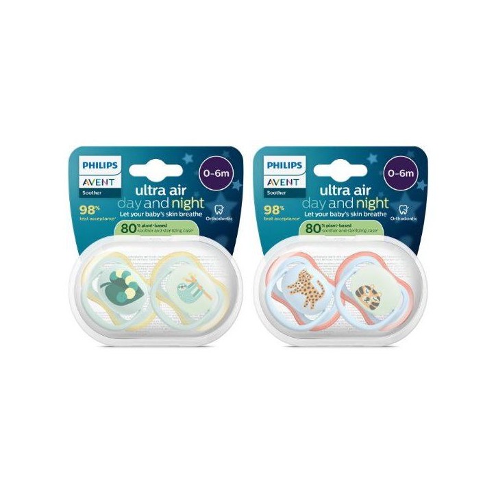 Lot de 4 sucettes ultra air - PHILIPS AVENT - SCF087/22 - Jour et nuit - Sans BPA - Jaune / Orange