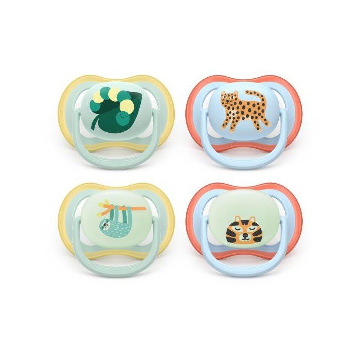Lot de 4 sucettes ultra air - PHILIPS AVENT - SCF087/22 - Jour et nuit - Sans BPA - Jaune / Orange