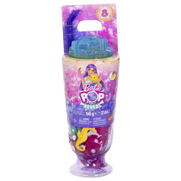 Poupée surprise - BARBIE - Pop Reveal Océan Hippocampe JKF61 - 8 surprises - Slime - Accessoires