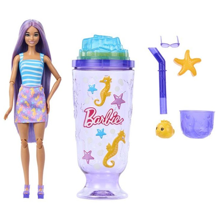 Poupée surprise - BARBIE - Pop Reveal Océan Hippocampe JKF61 - 8 surprises - Slime - Accessoires