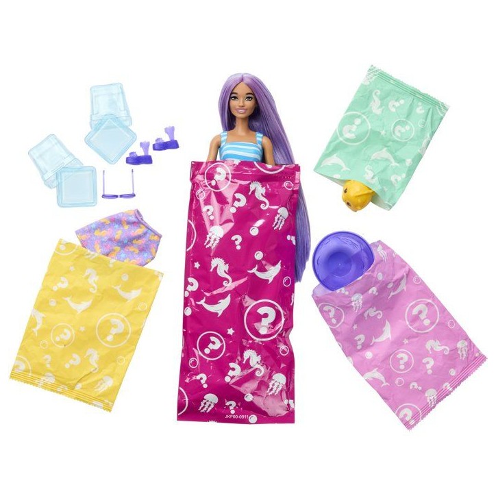 Poupée surprise - BARBIE - Pop Reveal Océan Hippocampe JKF61 - 8 surprises - Slime - Accessoires