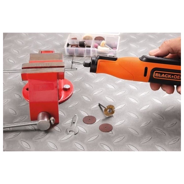 Outil de précision multifonction sans fil - BLACK+DECKER - BCRT8I-XJ - 7,2V - coupe, ponçage, polissage - avec 36 accessoires Outil de précision multifonction sans fil - BLACK+DECKER - BCRT8I-XJ - 7,2V - coupe, ponçage, polissage - avec 36 accessoires