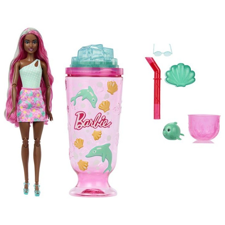 Poupée surprise - BARBIE - Pop Reveal Océan Dauphin JKF60 - 8 surprises - Slime - Parfumée