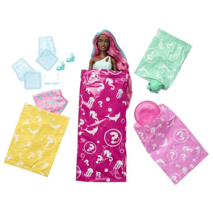 Poupée surprise - BARBIE - Pop Reveal Océan Dauphin JKF60 - 8 surprises - Slime - Parfumée