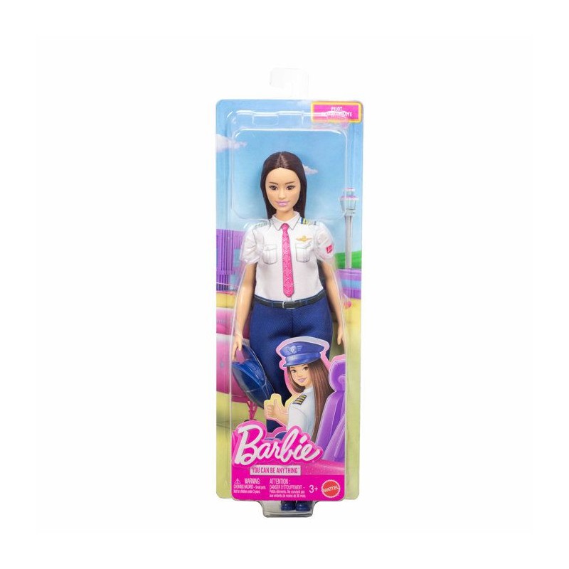 Poupée mannequin - Barbie - Métiers Pilote avec uniforme et casquett