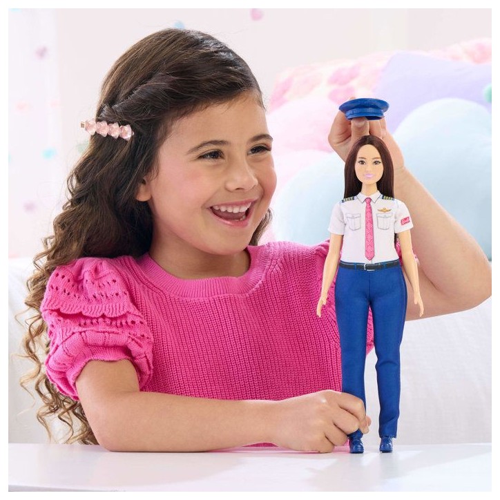 Poupée mannequin - Barbie - Métiers Pilote avec uniforme et casquette amovibles - Des 3 ans