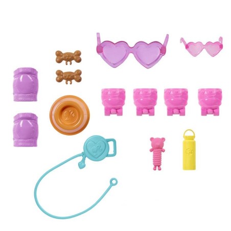 Poupée mannequin - Barbie - Et son Chiot sur Patins a Roulettes - 16 accessoires inclus - Des 3 ans