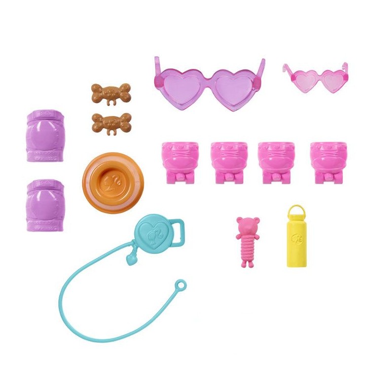 Poupée mannequin - Barbie - Et son Chiot sur Patins a Roulettes - 16 accessoires inclus - Des 3 ans