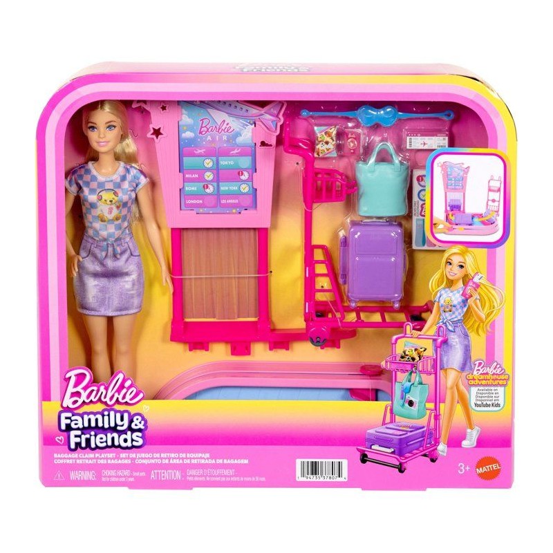 Playset - BARBIE - Arrivée bagage JMJ49 - Poupée incluse - Tapis rou