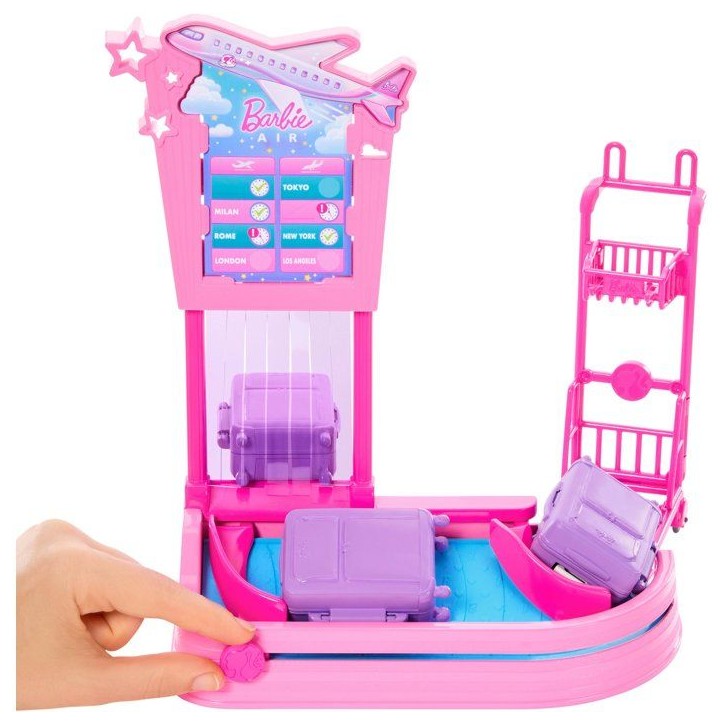 Playset - BARBIE - Arrivée bagage JMJ49 - Poupée incluse - Tapis roulant - Accessoires