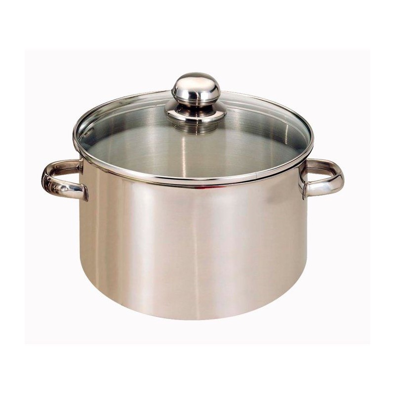 Faitout - BAUMALU - 24 cm - Inox - Couvercle verre - Polyvalent