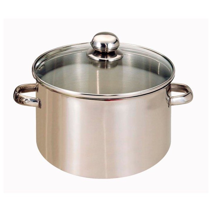 Faitout - BAUMALU - 24 cm - Inox - Couvercle verre - Polyvalent