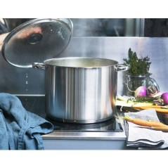 Faitout - BAUMALU - 24 cm - Inox - Couvercle verre - Polyvalent