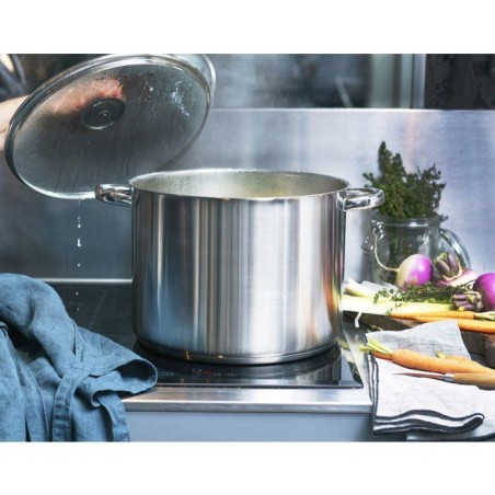 Faitout - BAUMALU - 24 cm - Inox - Couvercle verre - Polyvalent