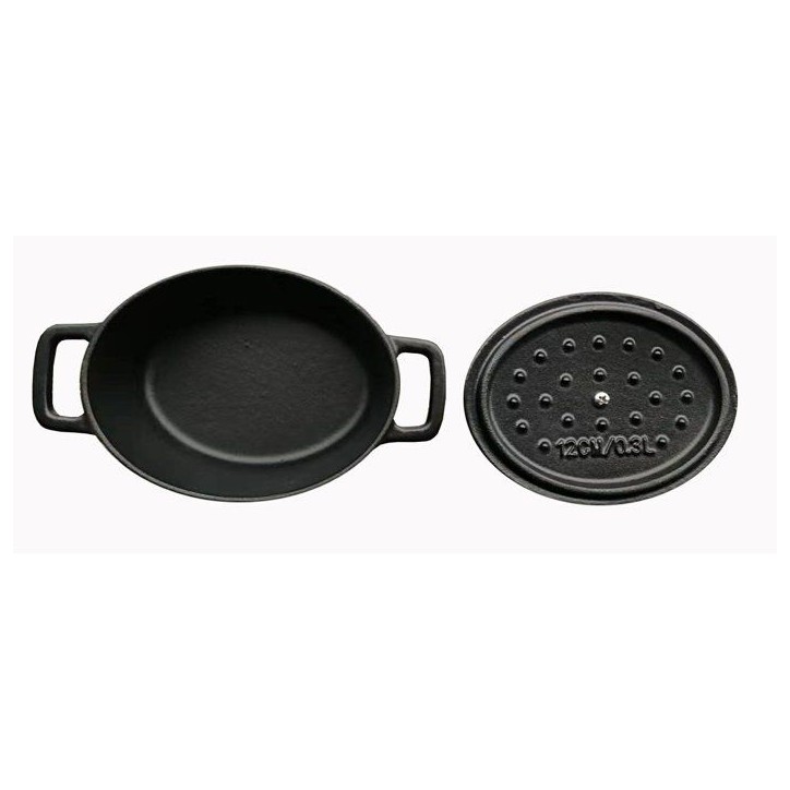 Cocotte - BAUMALU - Ovale Mini - Fonte - 12,5x9,5 cm - Couvercle