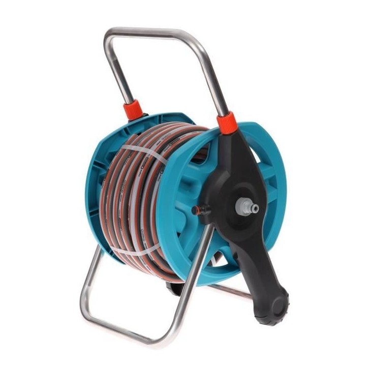 GARDENA Dévidoir portable équipé – Longueur 20m – Raccord anti-goutte – Kit complet tuyau d'arrosage – Garantie 5 ans