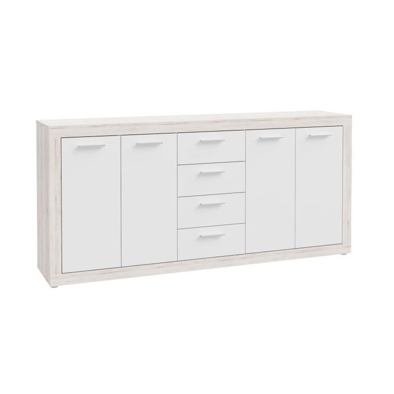 Buffet - BACCIO - Chene / Blanc mat - 4 portes - 4 tiroirs - 197,1 x 4