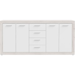 Buffet - BACCIO - Chene / Blanc mat - 4 portes - 4 tiroirs - 197,1 x 4