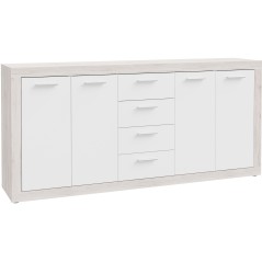 Buffet - BACCIO - Chene / Blanc mat - 4 portes - 4 tiroirs - 197,1 x 4