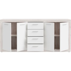 Buffet - BACCIO - Chene / Blanc mat - 4 portes - 4 tiroirs - 197,1 x 4