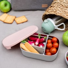 BEABA, Boîte repas enfant en inox, couvercle en silicone et housse de