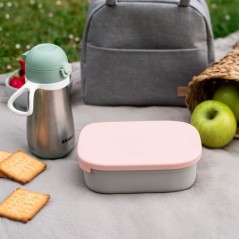 BEABA, Boîte repas enfant en inox, couvercle en silicone et housse de