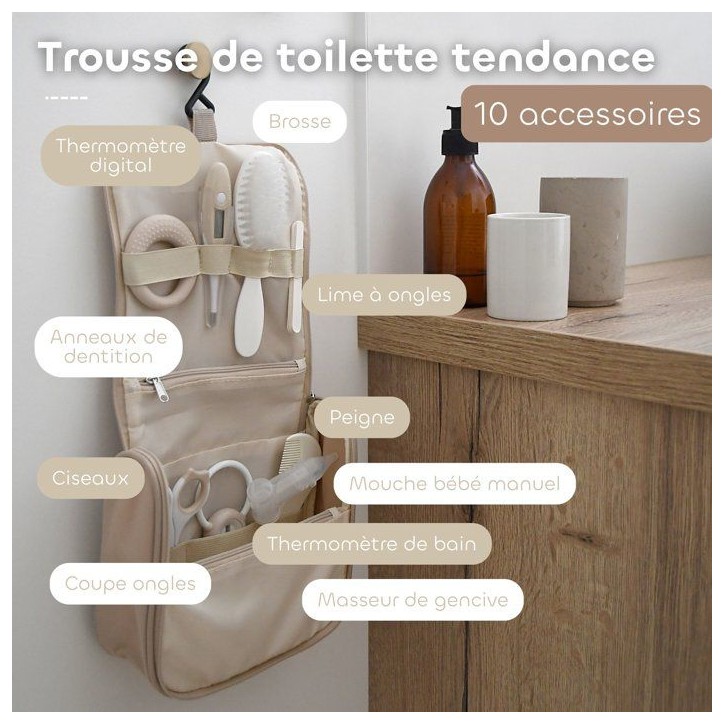 Trousse de toilette - BEABA - 10 accessoires - Terre d'argile Trousse de toilette - BEABA - 10 accessoires - Terre d'argile