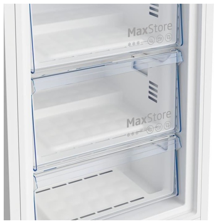 Congélateur armoire - BEKO - B1RFNE274W - Classe E - 220 L - Froid ventilé - 13 kg/24h - 151,5x59,7x70,9 - Blanc Congélateur armoire - BEKO - B1RFNE274W - Classe E - 220 L - Froid ventilé - 13 kg/24h - 151,5x59,7x70,9 - Blanc