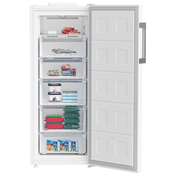 Congélateur armoire - BEKO - B1RFNE274W - Classe E - 220 L - Froid ventilé - 13 kg/24h - 151,5x59,7x70,9 - Blanc Congélateur armoire - BEKO - B1RFNE274W - Classe E - 220 L - Froid ventilé - 13 kg/24h - 151,5x59,7x70,9 - Blanc