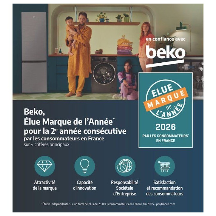 Réfrigérateur table top congélateur - BEKO - TSE1504FN - 1 porte - pose libre - 114 L - 84 cm - gris