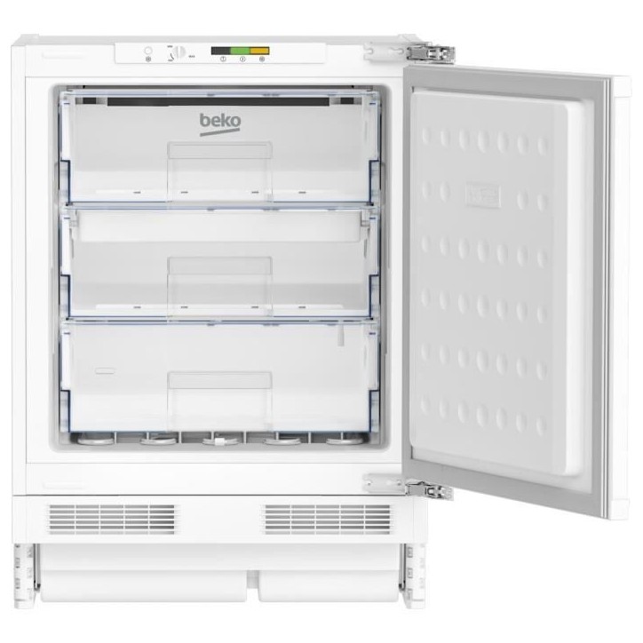 Congélateur armoire - BEKO - BU1204N - Intégrable - 3 tiroirs - 4,9 kg/24h - Classe E - 82x59,5x54x5 - Porte réversible panth Congélateur armoire - BEKO - BU1204N - Intégrable - 3 tiroirs - 4,9 kg/24h - Classe E - 82x59,5x54x5 - Porte réversible panth