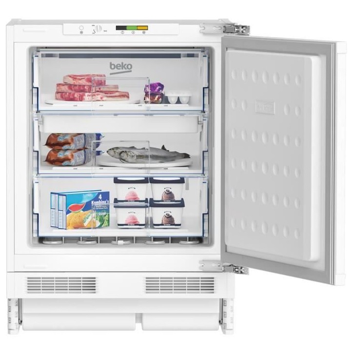 Congélateur armoire - BEKO - BU1204N - Intégrable - 3 tiroirs - 4,9 kg/24h - Classe E - 82x59,5x54x5 - Porte réversible panth Congélateur armoire - BEKO - BU1204N - Intégrable - 3 tiroirs - 4,9 kg/24h - Classe E - 82x59,5x54x5 - Porte réversible panth