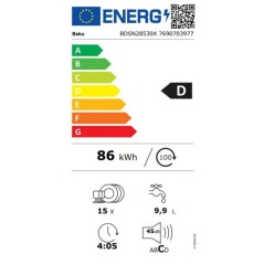Lave-vaisselle semi-encastrable BEKO BDSN28530X - 15 couverts - L60cm