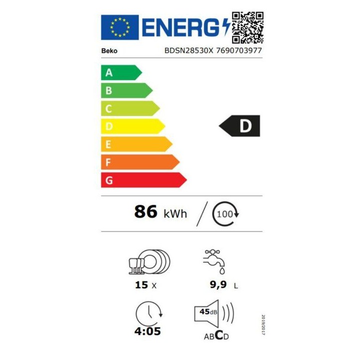 Lave-vaisselle semi-encastrable BEKO BDSN28530X - 15 couverts - L60cm - 45 db - tiroir a couverts Lave-vaisselle semi-encastrable BEKO BDSN28530X - 15 couverts - L60cm - 45 db - tiroir a couverts