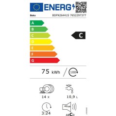 Lave-vaisselle pose libre BEKO BDFN26441S - 14 couverts - L60 cm - 46