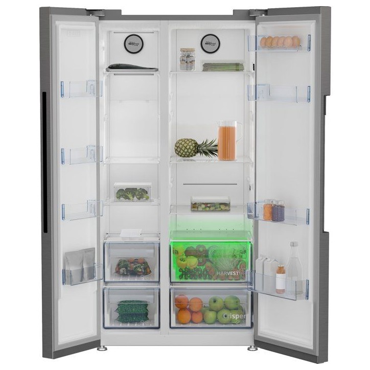 Réfrigérateur américain - BEKO - GN163141XBN - 2 portes - pose libre - classe E - 179 cm - inox
