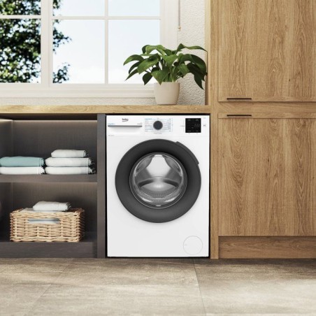 Lave-linge hublot BEKO BMEDWFT38411 - 8 kg - Induction - L60cm - 1400 trs/min - Classe A - Blanc / Hublot Noir