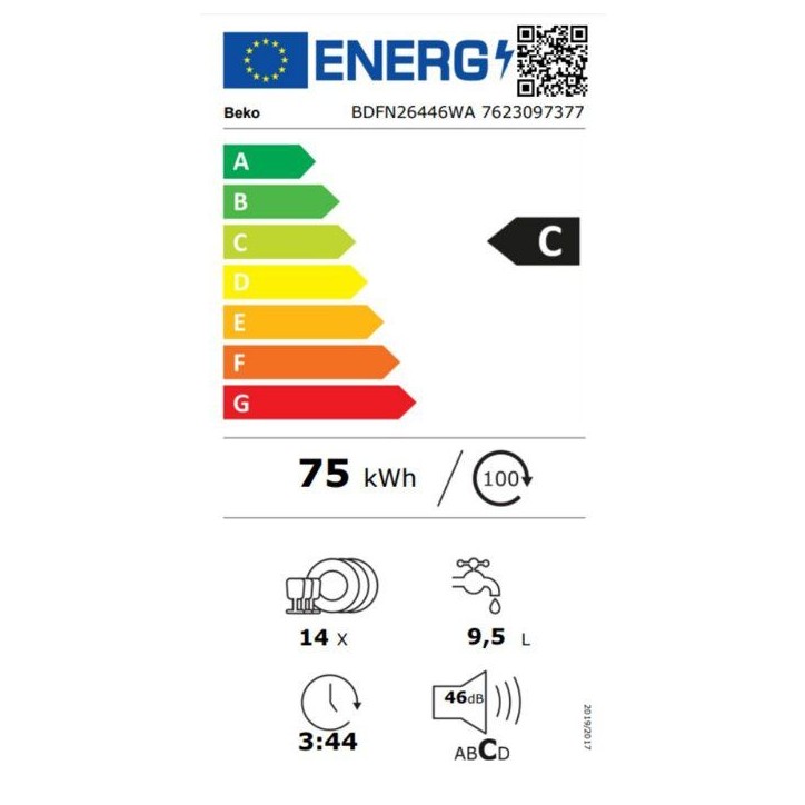 Lave-vaisselle pose libre BEKO BDFN26446WA - 14 couverts - Induction - L60 cm - Autodose - 46 dBA - Blanc