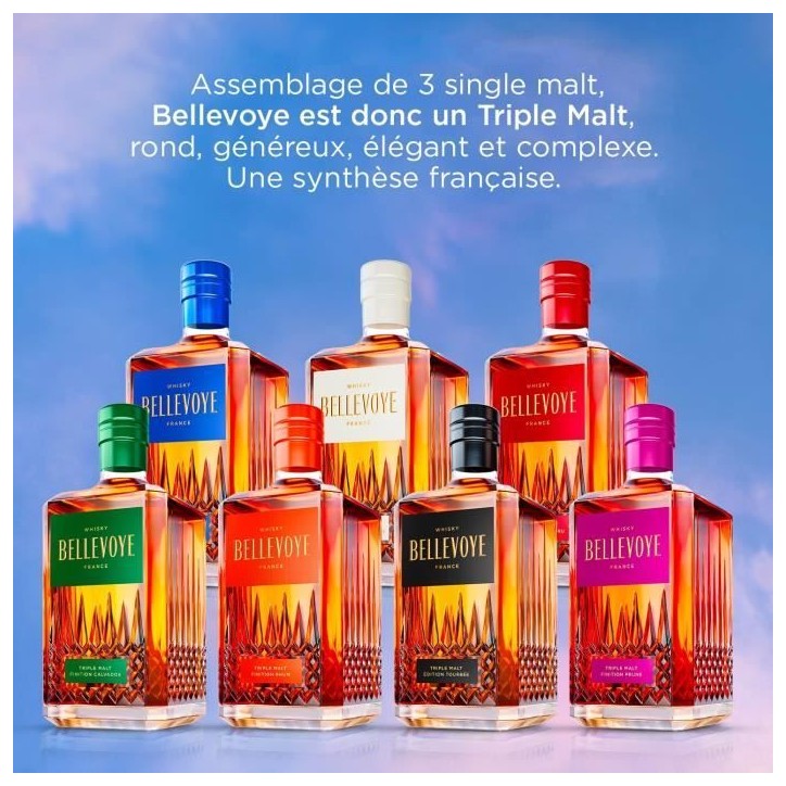 BELLEVOYE - ROUGE - Whisky - Triple Malt - Origine : France - 43 % alcool - bouteille 70 cl BELLEVOYE - ROUGE - Whisky - Triple Malt - Origine : France - 43 % alcool - bouteille 70 cl