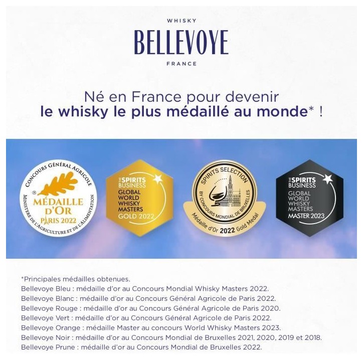 BELLEVOYE - ROUGE - Whisky - Triple Malt - Origine : France - 43 % alcool - bouteille 70 cl BELLEVOYE - ROUGE - Whisky - Triple Malt - Origine : France - 43 % alcool - bouteille 70 cl
