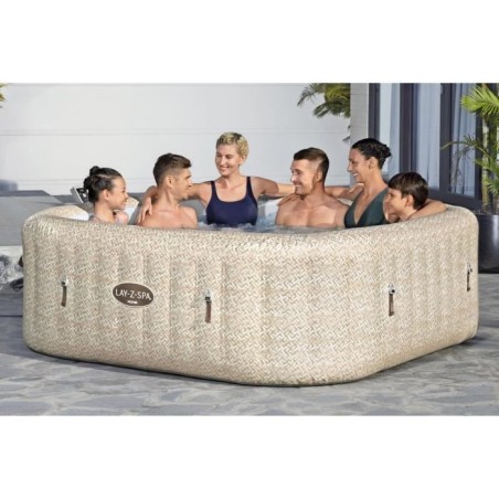 Spa gonflable BESTWAY - Lay-Z-Spa Rome - 180 airjets - 201 x 201 x 71 cm - 5 a 7 places - Carré (couverture, cartouche, diffuse