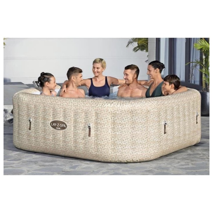 Spa gonflable BESTWAY - Lay-Z-Spa Rome - 180 airjets - 201 x 201 x 71 cm - 5 a 7 places - Carré (couverture, cartouche, diffuse Spa gonflable BESTWAY - Lay-Z-Spa Rome - 180 airjets - 201 x 201 x 71 cm - 5 a 7 places - Carré (couverture, cartouche, diffuse