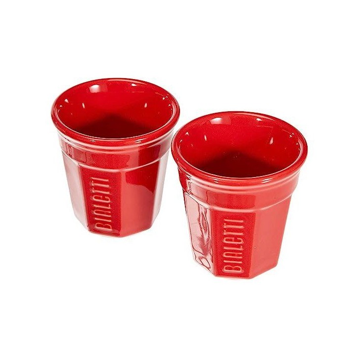 Set cafetiere italienne + 2 tasses - BIALETTI - Mini-express - Inox / Rouge