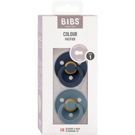 Sucette bébé - BIBS - Colour - Embout rond - Pack de 2 - Caoutchouc naturel - Taille 1 Deep Space Petrol