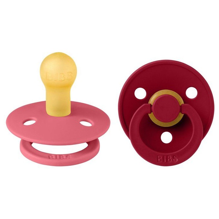 Sucette bébé - BIBS - Colour - Embout rond - Pack de 2 - Caoutchouc naturel - Taille 1 Coral Ruby Sucette bébé - BIBS - Colour - Embout rond - Pack de 2 - Caoutchouc naturel - Taille 1 Coral Ruby